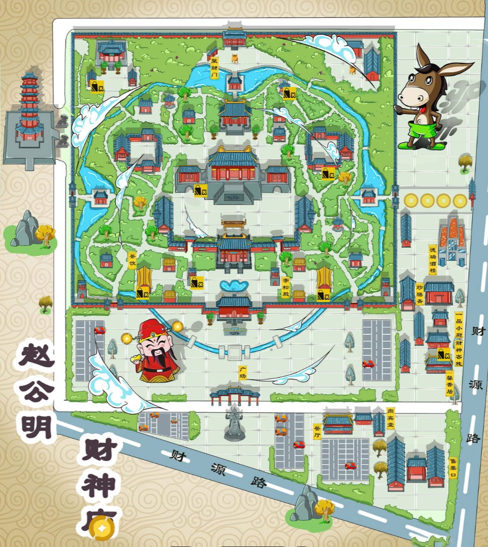 民乐寺庙类手绘地图